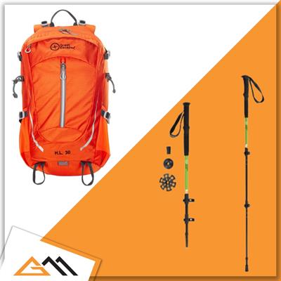 GREAT ESCAPES Zaino 30L+Bastoncini T1 Trekking