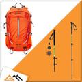 GREAT ESCAPES Zaino 30L+Bastoncini T1 Trekking